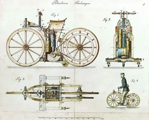Daimler Reitwagen - la prima motocicletta di Gottlieb Daimler, 1885